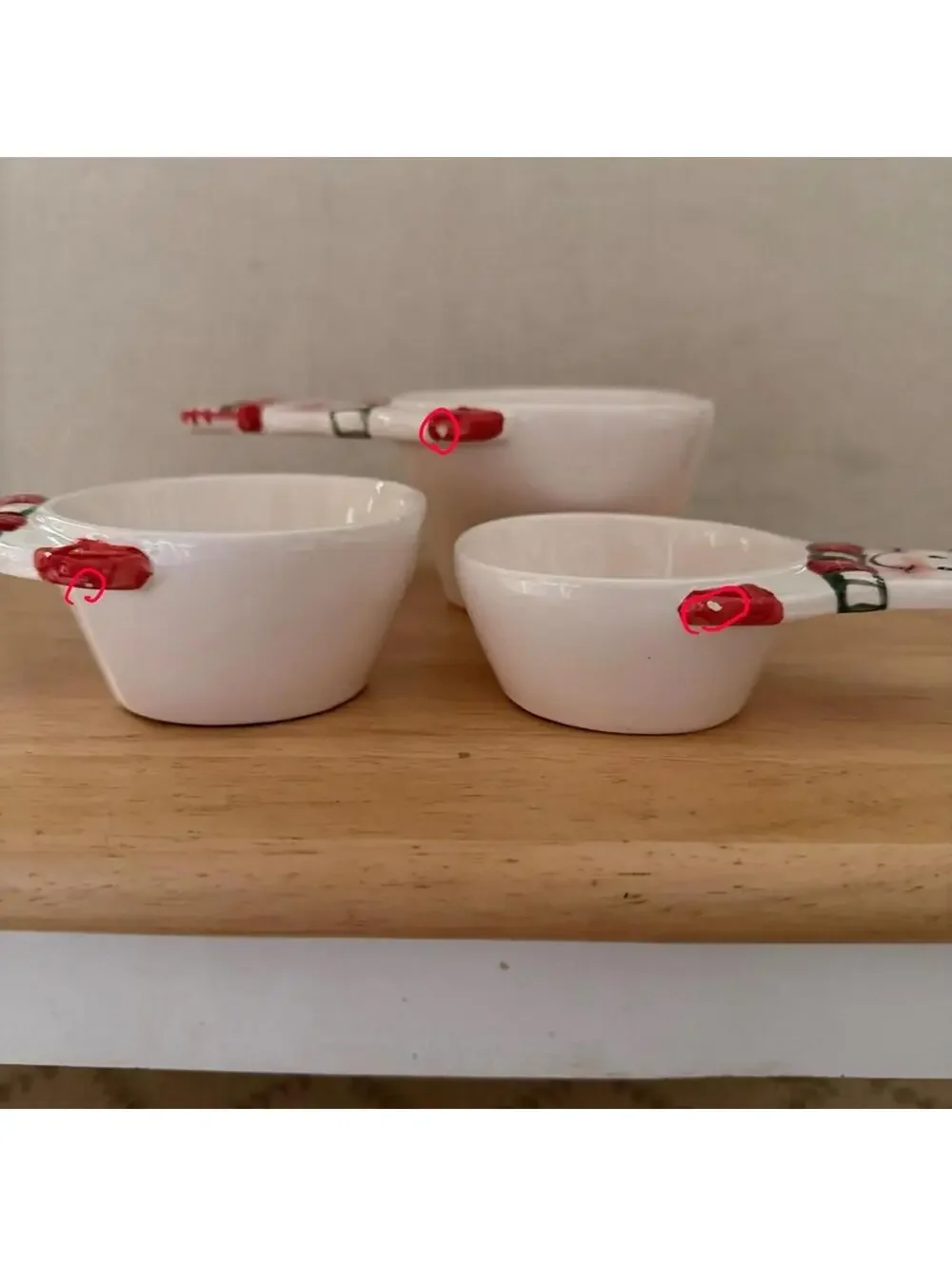 Vintage Christmas Snowman Ceramic painted measuring cups - Set of 4